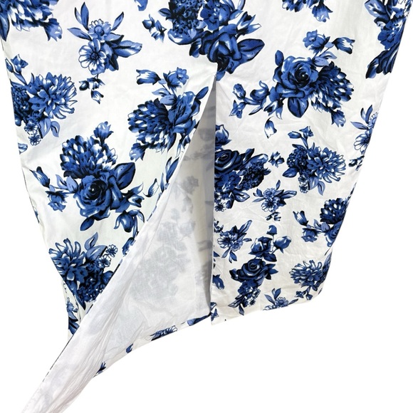 NWT MABLE Strapless Floral Midi Dress Size M (4/6) Blue White Lined Back Zip - Picture 6 of 14